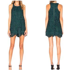 Lovers + Friends Green Lace Sleeveless Round‎ Neck Caspian Shift Dress Size S
